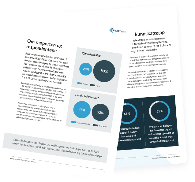 Two-page report with charts and text, showcasing statistics related to knowledge gaps. The report includes pie charts highlighting the distribution of key data points. The content appears to summarize survey results and insights.